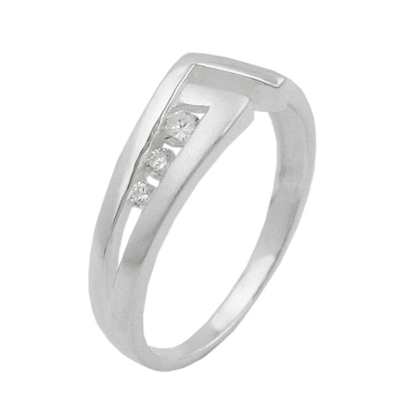 Ring 7mm mit 3 Zirkonias matt-glänzend Silber 925 Ringgröße 58