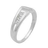 Ring 7mm mit 3 Zirkonias matt-glänzend Silber 925 Ringgröße 58
