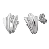 Stecker 12x9mm matt-glänzend mit je 2 Zirkonias Silber 925