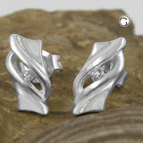 Stecker 10x5mm mit Zirkonia matt glänzend Silber 925