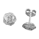 Stecker 8mm Rose mit Zirkonia matt glänzend Silber 925