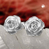 Stecker 8mm Rose mit Zirkonia matt glänzend Silber 925