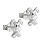 Stecker 11x9mm Kinderohrring kleiner Hase matt-glänzend Silber 925