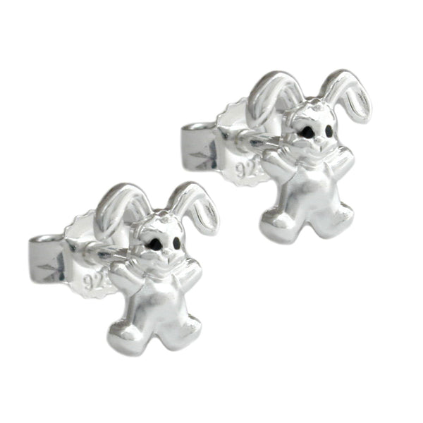 Stecker 11x9mm Kinderohrring kleiner Hase matt-glänzend Silber 925