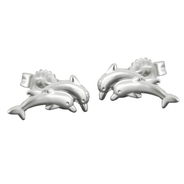 Stecker 11x5mm Delfin-Pärchen matt-glänzend Silber 925