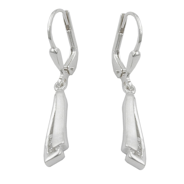 Ohrbrisur Ohrhänger Ohrringe 32x4mm mit Zirkonias matt-glänzend Silber 925