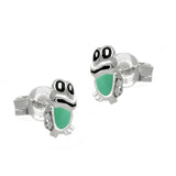 Stecker 8x5mm Kinderohrring Frosch grün-schwarz Silber 925