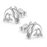 Stecker, Delfine, Zirkonia, Silber 925