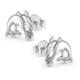 Stecker, Delfine, Zirkonia, Silber 925