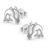 Stecker, Delfine, Zirkonia, Silber 925