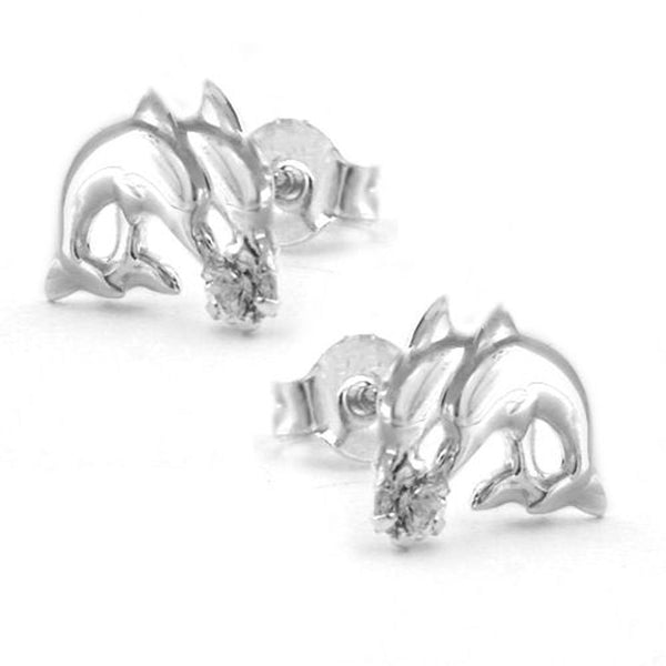 Stecker, Delfine, Zirkonia, Silber 925