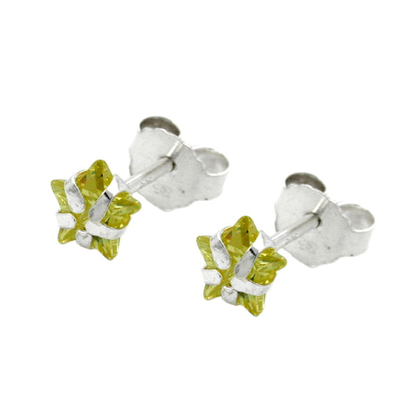 Stecker 5mm Zirkonia jonquil helloliv Silber 925