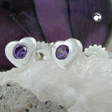 Stecker 4mm Herz mit Zirkonia lila amethystfarben Silber 925