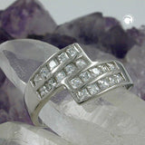 Ring 12mm mit vielen Zirkonias glänzend rhodiniert Silber 925 Ringgröße 56