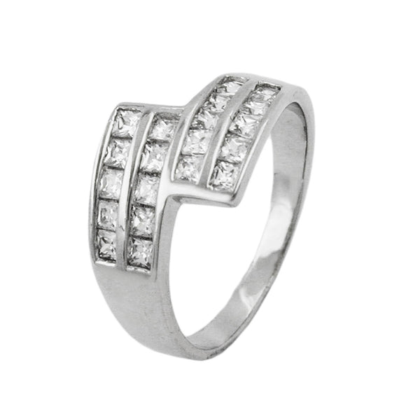 Ring 12mm mit vielen Zirkonias glänzend rhodiniert Silber 925 Ringgröße 58
