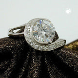 Ring, Zirkonias, rhodiniert, Silber 925