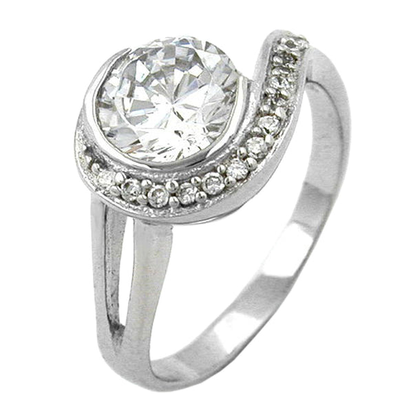Ring, Zirkonias, rhodiniert, Silber 925