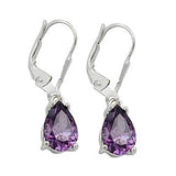 Ohrbrisur Ohrhänger Ohrringe 27x7mm Tropfen Glasstein amethyst Silber 925