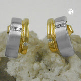 Stecker, bicolor 2x kristall, Silber 925