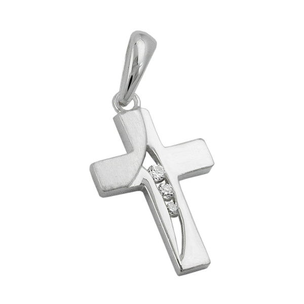 Anhänger, Kreuz mit Zirkonia Silber 925