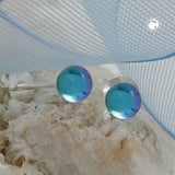 Stecker, 4mm Kugel, blauton, Silber 925