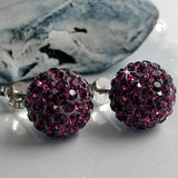 Stecker 10mm Strass-Kugel lila amethystfarben rhodiniert Silber 925