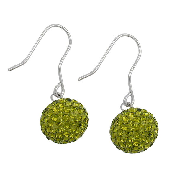 Ohrhaken 12mm Strass Glassteine oliv Silber 925