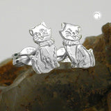 Stecker 8x5mm Katze matt-glänzend Silber 925