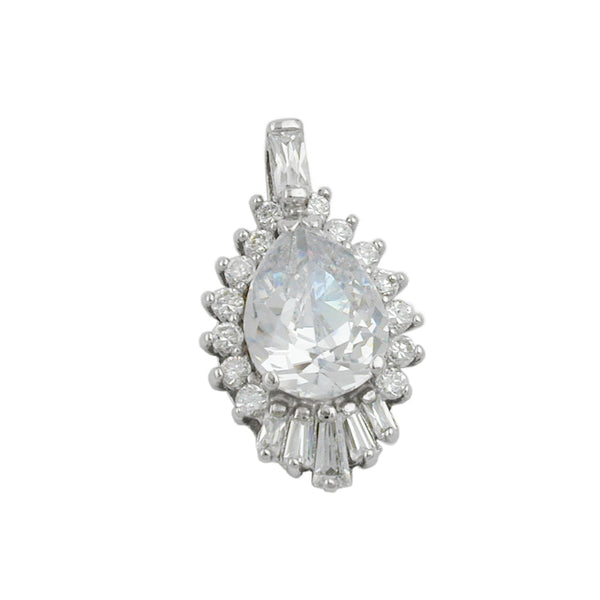 Anhänger 27x16mm oval mit Zirkonias rhodiniert Silber 925
