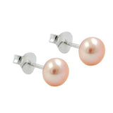 Stecker, 6mm Zuchtperle rosa, Silber 925