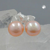 Stecker, 6mm Zuchtperle rosa, Silber 925