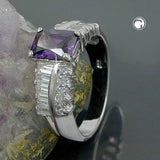 Ring 8mm mit vielen Zirkonias glänzend rhodiniert Silber 925 Ringgröße 54