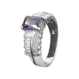 Ring 8mm mit vielen Zirkonias glänzend rhodiniert Silber 925 Ringgröße 54