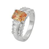Ring 8,5mm mit Zirkonias topas weiß glänzend rhodiniert Silber 925 Ringgröße 58