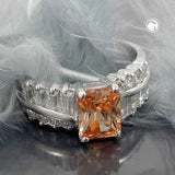 Ring 8,5mm mit Zirkonias topas weiß glänzend rhodiniert Silber 925 Ringgröße 58
