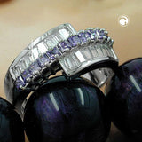 Ring 8,5mm mit Zirkonias amethyst weiß glänzend rhodiniert Silber 925 Ringgröße 60