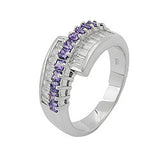 Ring 8,5mm mit Zirkonias amethyst weiß glänzend rhodiniert Silber 925 Ringgröße 58