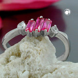 Ring 5,6mm Zirkonia pink-weiß glänzend rhodiniert Silber 925 Ringgröße 54