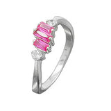 Ring 5,6mm Zirkonia pink-weiß glänzend rhodiniert Silber 925 Ringgröße 54