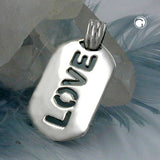 Anhänger 24x15mm Platte mit Schriftzug - LOVE - glänzend Silber 925