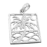 Anhänger 26x21mm Viereck mit Palme glänzend Silber 925