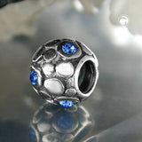 Anhänger, Perle-bead, blau, Silber 925