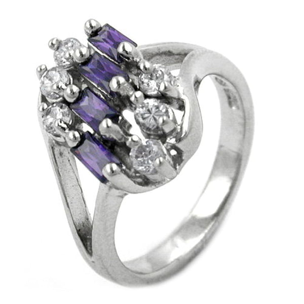 Ring, Zirkonia amethyst-weiß, Silber 925