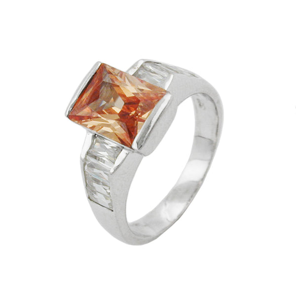 Ring 11mm mit Zirkonias topas weiß glänzend rhodiniert Silber 925 Ringgröße 58