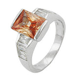 Ring 11mm mit Zirkonias topas weiß glänzend rhodiniert Silber 925 Ringgröße 58