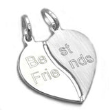 Anhänger 23x22mm Doppelanhänger Herz mit Gravur - Best Friends - Silber 925