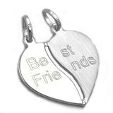 Anhänger 23x22mm Doppelanhänger Herz mit Gravur - Best Friends - Silber 925