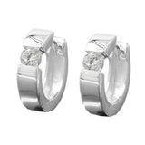 Creole 13x4mm Klappscharnier Zirkonia weiß gefasst Silber 925
