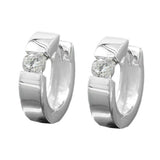 Creole 13x4mm Klappscharnier Zirkonia weiß gefasst Silber 925