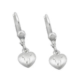 Ohrbrisur Ohrhänger Ohrringe 22x6mm Herz gewölbt matt-diamantiert Silber 925